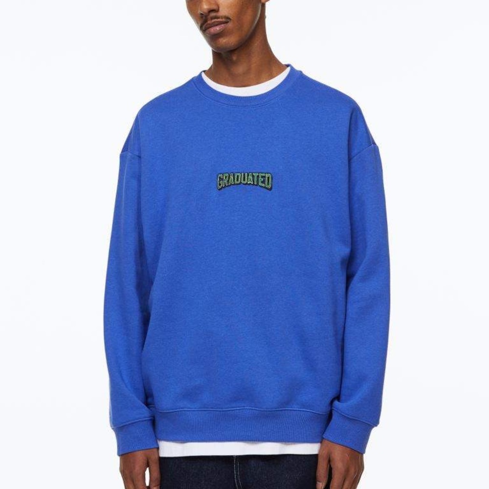 Sz XL Men H&M RELAXED FIT SWEATSHIRT Blue Crewneck Sweater